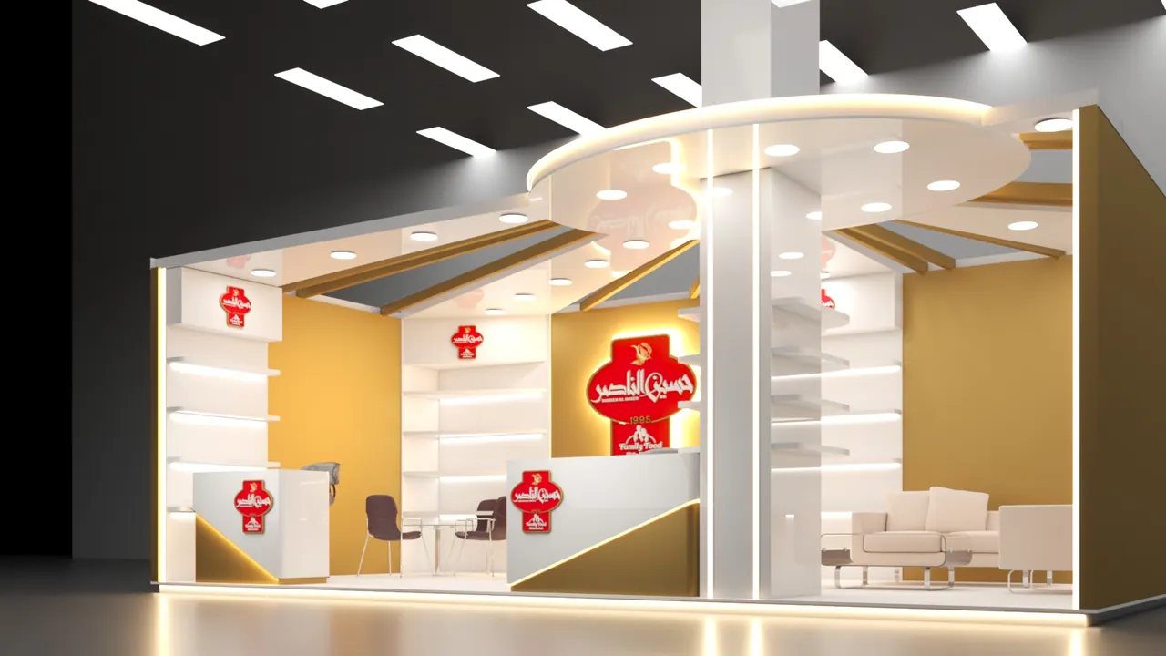 3D render of the Housen Al Naser exhibition stand designed by KO DESIGN