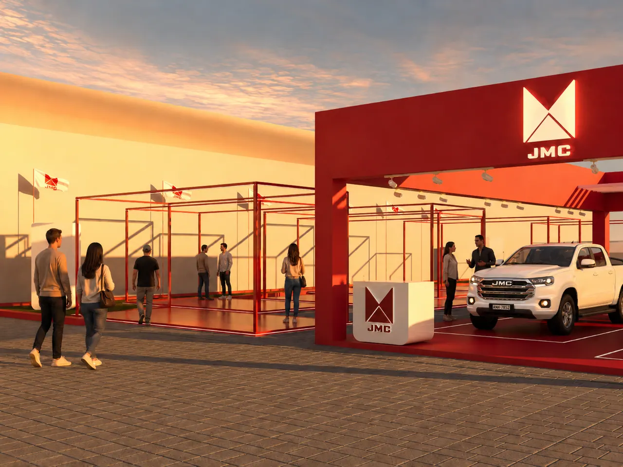 3D render of the JMC exhibition stand designed by KO DESIGN